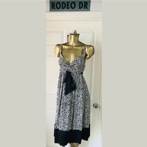 BCBGMAXAZRIA Black/Ivory print 100% silk Dress XS